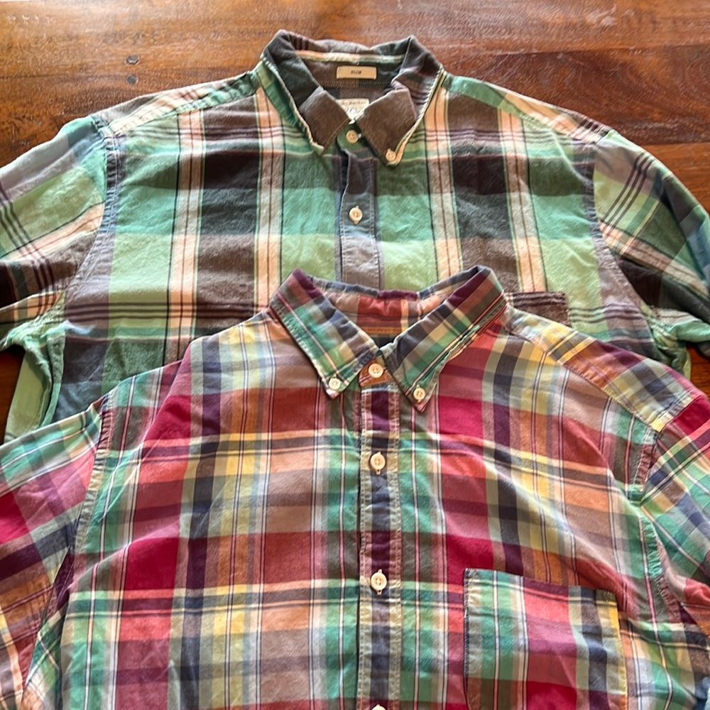 Two J.Crew Madras Shirts
